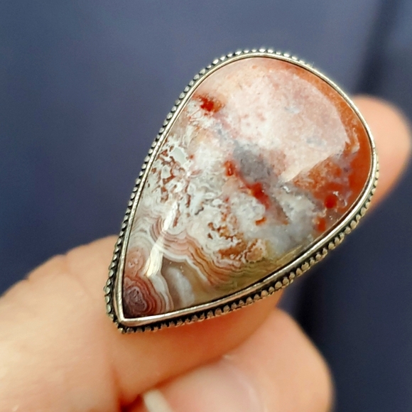 New Crazy Lace Agate 925 Silver Ring. - Picture 14 of 16